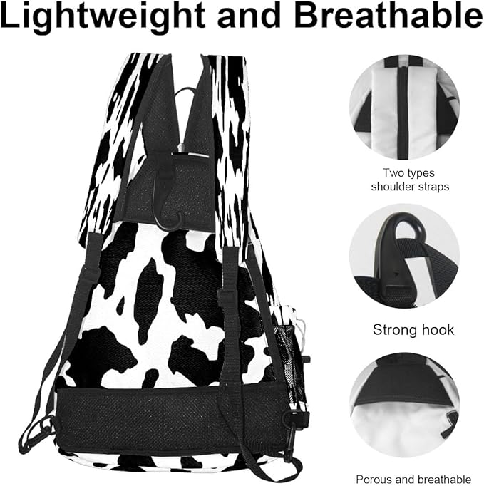 Pickleball Bag Cow Print Pickle Ball Backpack for Women Men Premium Lightweight Crossbody Sling Bag Sports Backpack for Pickleball Paddle Tennis