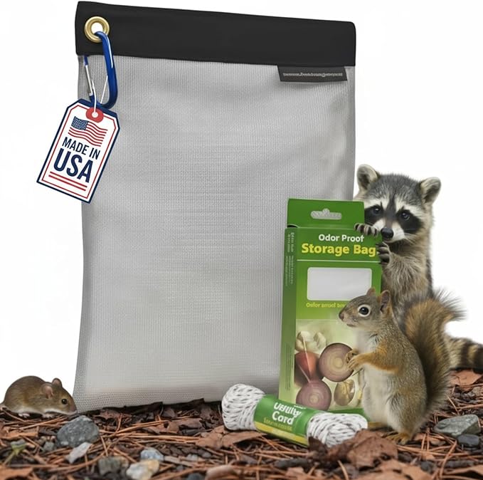 The Ultralight Camping Bundle- Rodent Proof Dry Bag for Backpacking - Bear Bag Food Storage for Camping with Coghlans Odor Proof & Waterproof Bag, Survival Utility Rope and Carabiner (Large)