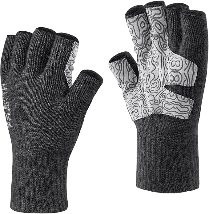 Palmyth Wool Fingerless Fishing Gloves - Warm for Men & Women: Cold Weather Fly Fishing, Ice Fishing, Photography & Hunting