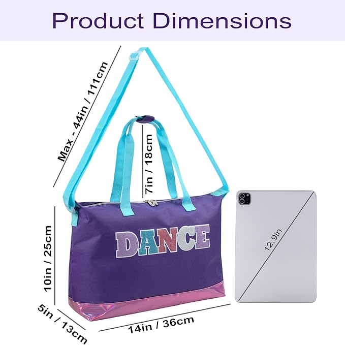 Garment Dance Shoulder Bags for Girls, Teen Dancers, Costumes, Boys | Holographic Glitter Dance Bag for Kids