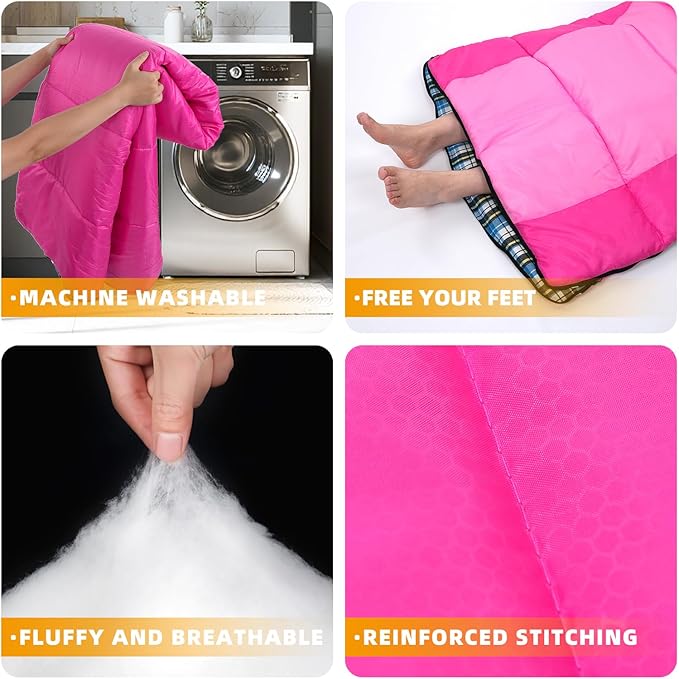 Cotton Flannel Lined Sleeping Bag for Adults Teens Kids, Cold Weather &Warm, 3 Seasons, Lightweight Compact Camping Essentials Equipment, Hiking, Outdoor, Travel