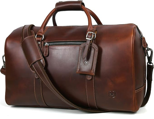 Leather Duffel Bag for Men & Women Travel, Weekend, Overnight, Gym Bag