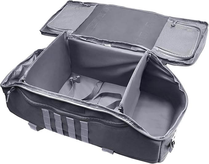 55L Large Duffle Bag, 3-in-1 Tactical Backpack MOLLE Pack for Sports, Gym, Outdoor, Grey