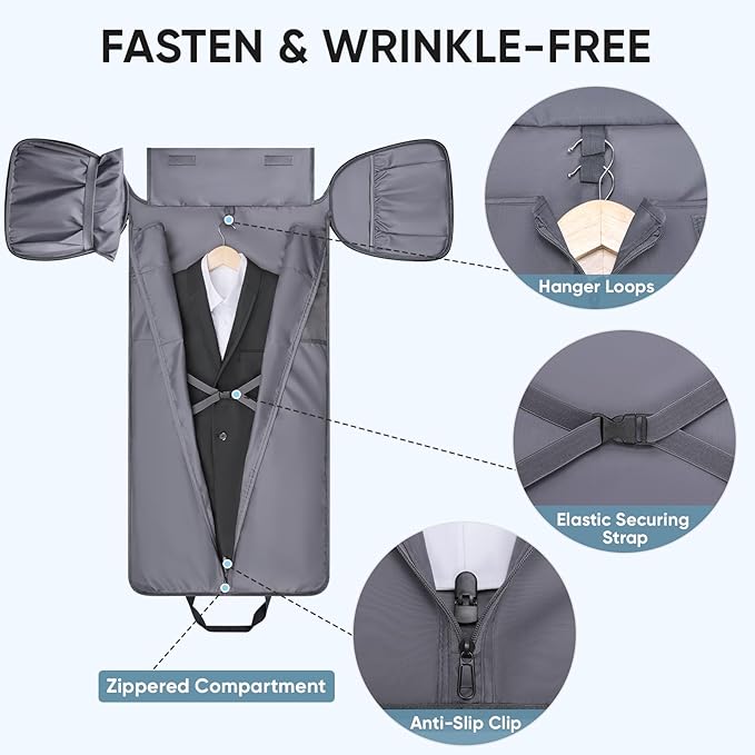 BALEINE Convertible Travel Garment Bag, Travel Suit Bag for Men, 2 in 1 Carry on Garment Bag for Hanging Clothes, Garment Duffel Bag for Travel Business (Brown)