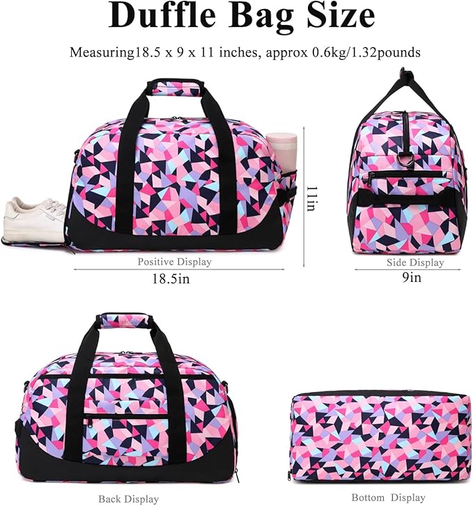 DSIUE Kids Duffle Bag Girls Sports Gym Bag, Small Weekender Overnight Bags Carry On Travel Duffel for Women Teen Girls