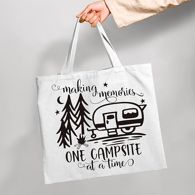 WAlTPl Camping Tote Bag, Camping Gifts for Women Men，RV Camper Travel Canvas Tote Bag, Reusable Grocery Cloth Bags