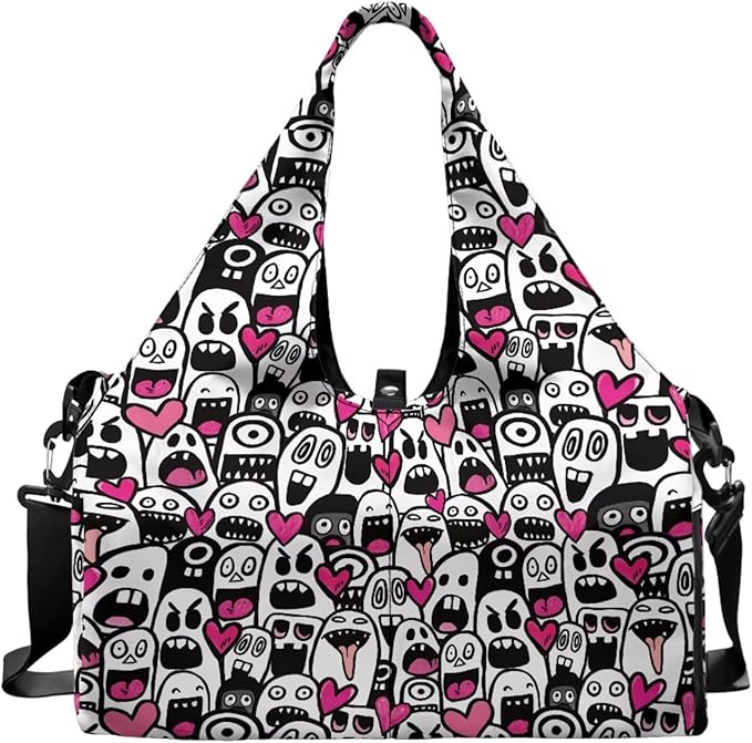 ZCFYGDX Yoga Gym Bag with Removable Adjustable Shoulder Strap, Shoe Compartment & Top Yoga Mat Holder 17.72x8.66x9.84in