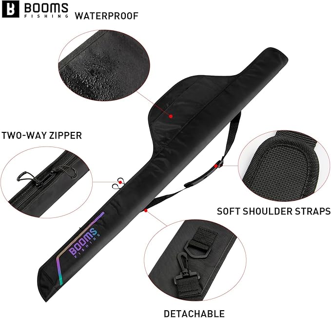 Booms Fishing PB4 5.4ft~6ft Fishing Rod and Reel Case, Portable Folded Fishing Pole Case, 0.6ft Extended Design Fishing Spinning Rod Bag, Fit for 2~3 Fishing Poles with Reels, 64"~72"