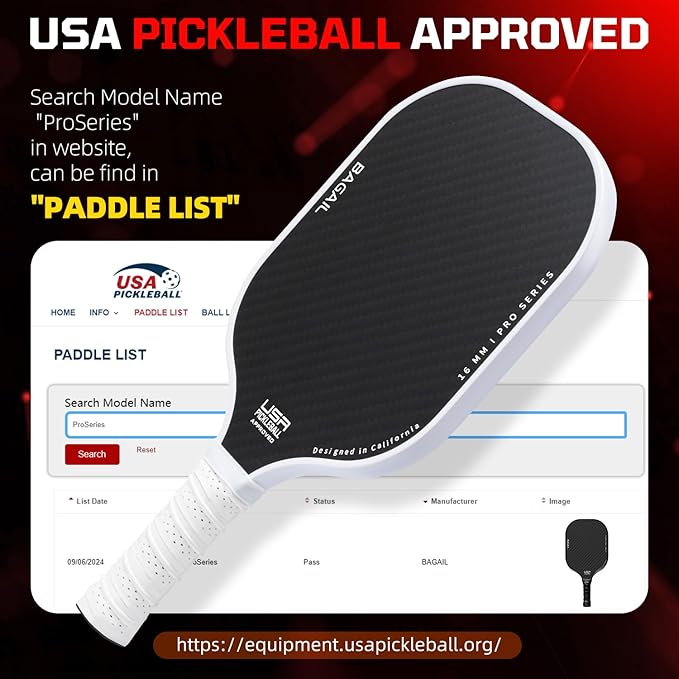BAGAIL Pickleball Paddles, USAPA Approved Fiberglass Surface Pickleball Set, Lightweight Pickle Ball Rackets with 4 Balls, 1 Bag, Designed in California for Traction and Stability