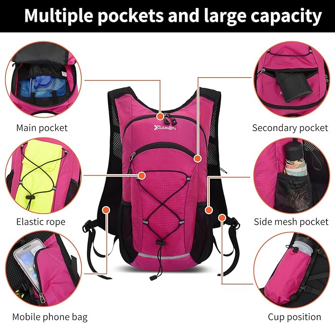 BiYiYun 15L Small Hiking Backpack Lightweight Hydration Backpack for Men Women, Warterproof Hiking Daypack for Travel Cycling