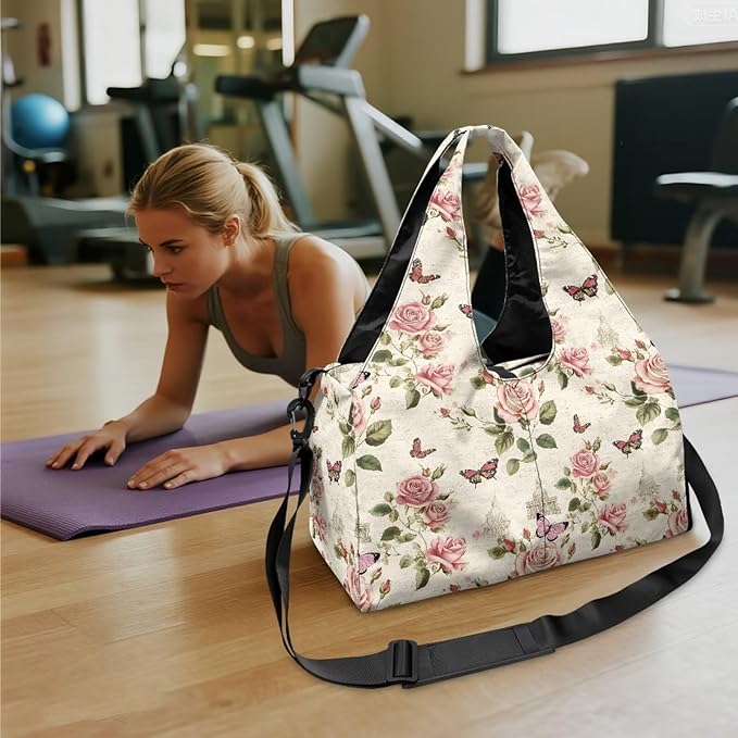 ZCFYGDX Yoga Gym Bag with Removable Adjustable Shoulder Strap, Shoe Compartment & Top Yoga Mat Holder 17.72x8.66x9.84in