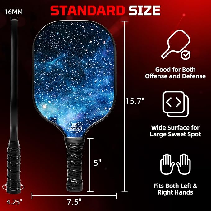 BAGAIL Pickleball Paddles, USAPA Approved Fiberglass Surface Pickleball Set, Lightweight Pickle Ball Rackets with 4 Balls, 1 Bag, Designed in California for Traction and Stability