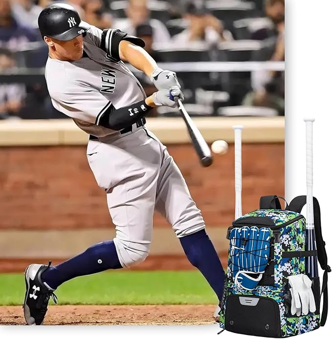 Baseball Bag for Youth and Adult, Softball Backpack 40L Large Capacity, Bat Backpack with Shoes Compartment and Hidden Helmet Holder
