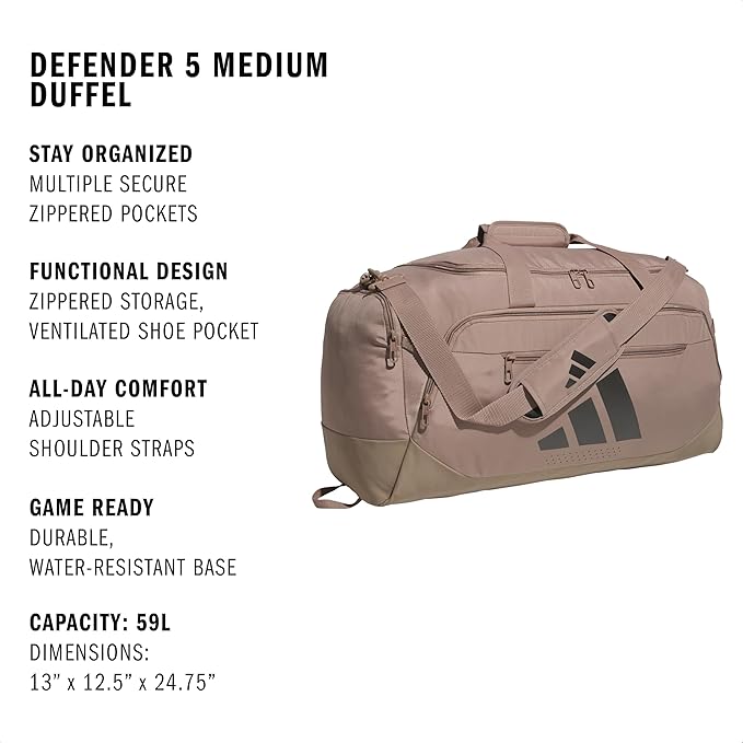 adidas Defender 5 Duffel Bag – Premium Duffle for Sports, Gym & Travel