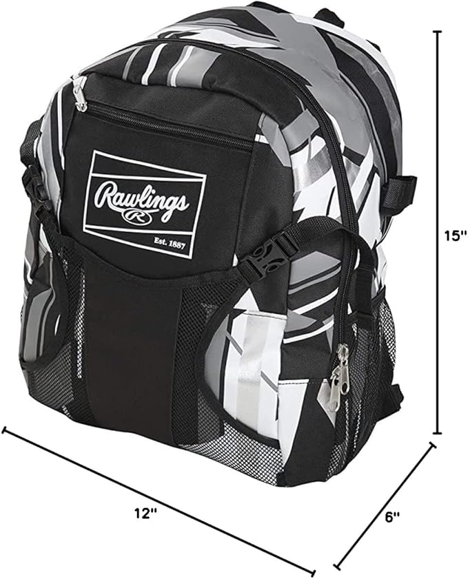 Rawlings- REMIX Backpack Equipment Bag, T-Ball & Youth Baseball/Softball | Black (Pack of 6)