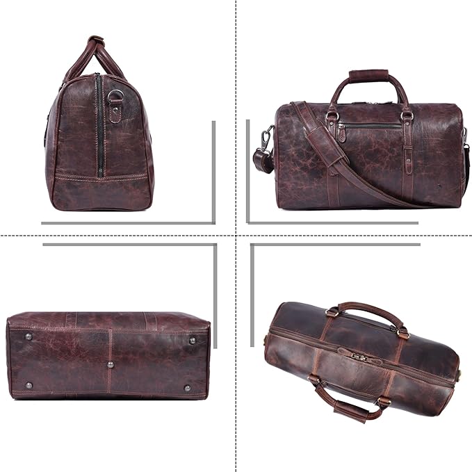 Leather Duffel Bag for Men & Women Travel, Weekend, Overnight, Gym Bag