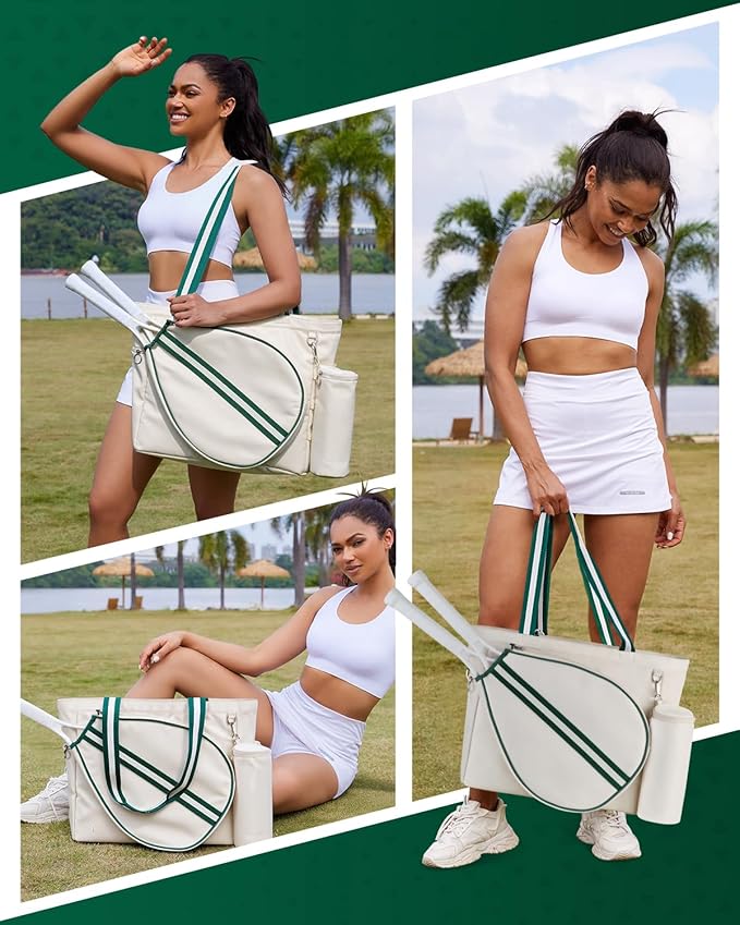 Durable Tennis Gym Tote Bag for Women & Men Sports Duffle Bag with Shoe Compartment & Wet Pocket Fence Hook Extra Ball Pocket Fits 2 Rackets and 15.6" Laptop Overnight Weekend Bag