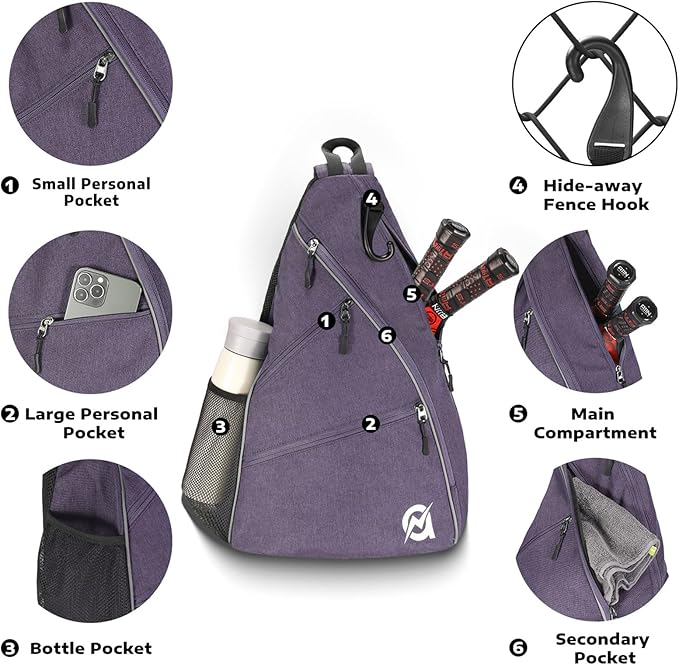 A11N SPORTS Pickleball Bag, Reversible Crossbody Sling Bag/Backpack for Women Men