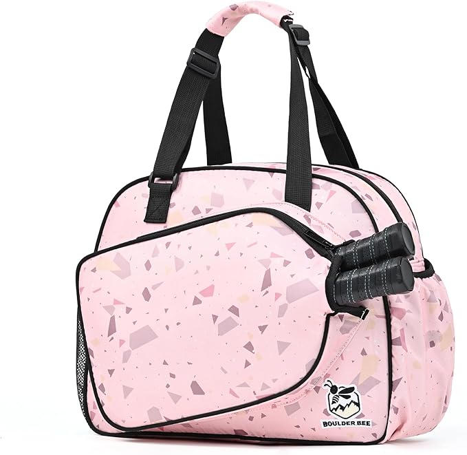 Boulder Bee Pickleball Bags, Premium Pickleball Tote Bag for Girls, Women’s Hand/Shoulder Gym Bag w Water Bottle Holder, with Pickleball Racquet/Paddle Holder