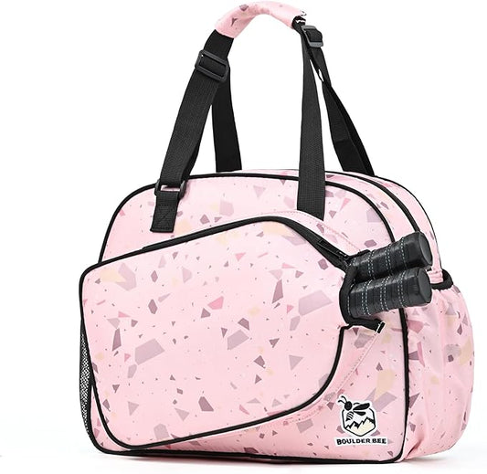 Boulder Bee Pickleball Bags, Premium Pickleball Tote Bag for Girls, Women’s Hand/Shoulder Gym Bag w Water Bottle Holder, with Pickleball Racquet/Paddle Holder