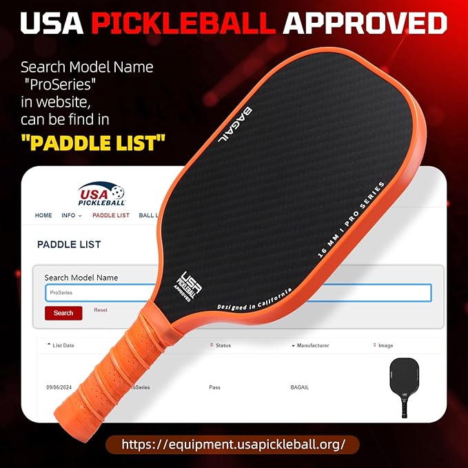BAGAIL Pickleball Paddles, USAPA Approved Fiberglass Surface Pickleball Set, Lightweight Pickle Ball Rackets with 4 Balls, 1 Bag, Designed in California for Traction and Stability