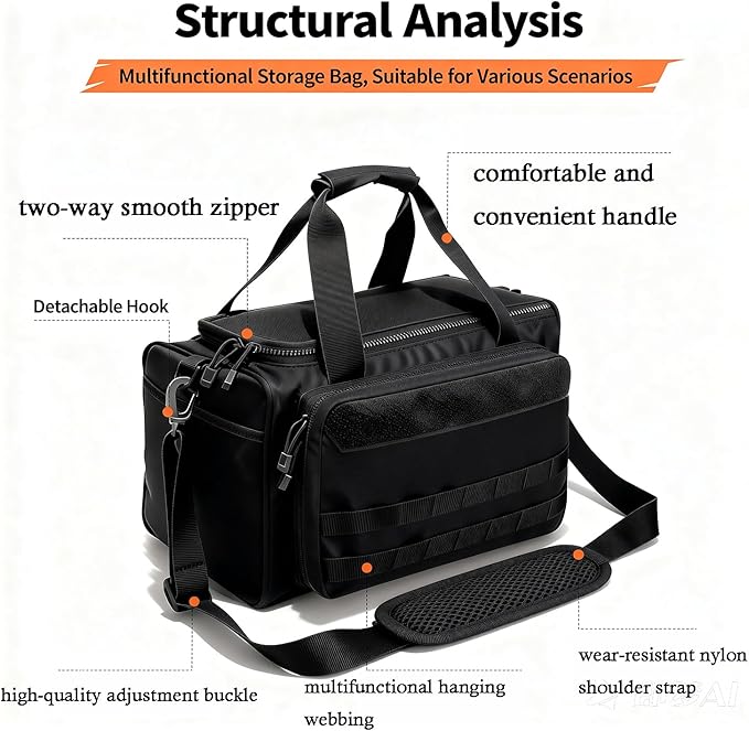 45L Large Tactical Duffle Bag for Men & Women, Waterproof Military Travel Gym Bag with Shoulder Strap & Handles, Big Sports Equipment Organizer for Shooting Range, Outdoor Camping, Hiking