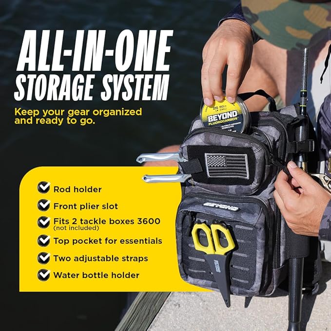 Beyond Fishing Tackle Backpack- The Voyager Tactical Fishing Storage Bag - Lightweight & Compact Bag For Fishing