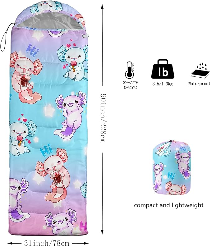 QOOMO Camping Sleeping Bags,3 Season Warm & Cool Weather,Lightweight,Waterproof Sleeping Bags for Adults & Kids,Traveling,and Outdoors,Camping Gear Equipment