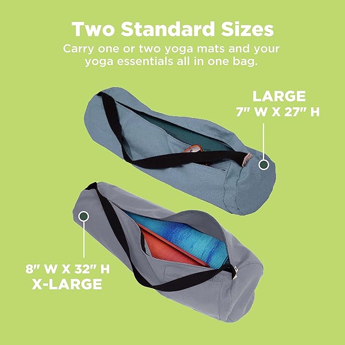 Premium Cotton Yoga Mat Bag with Shoulder Strap - Durable, Breathable and Lightweight Gym Bag to Carry the Standard or Extra Large Mat Sizes - Ideal for Yoga, Pilates & Fitness Equipment