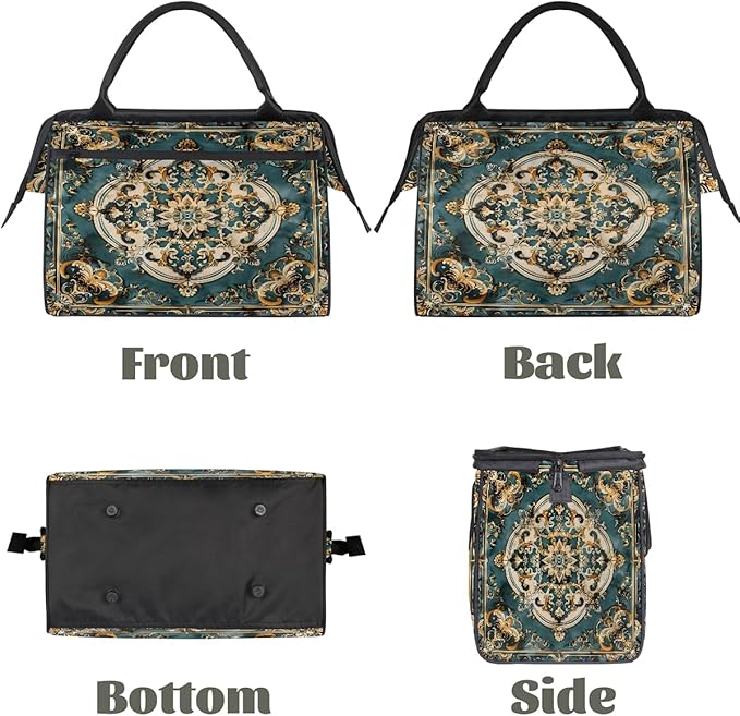 Travel Duffle Bag, Carpet Flowers Pattern Overnight Weekender Tote Bag for Women Men Waterproof Carry On Luggage with Zipper Lightweight Sport Gym Bag for Traveling Yoga Camping Traveling Gifts