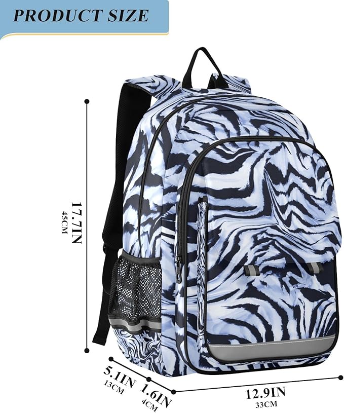 ALAZA Blue Zebra Print Laptop Backpack Purse for Women Men School Bag 17 Inch Bookbag Student Boys Girls Travel Casual Daypack