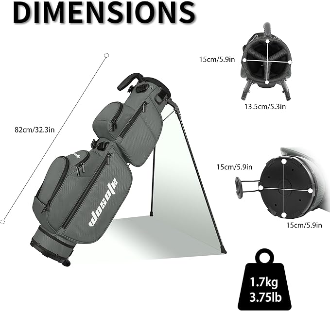 3-Way Dividers Lightweight Golf Stand Bag for Men Women, Mini Small Par3 Golf Bag,Driving Range Executive Courses Portable and Durable with Adjustable and Detachable Dual - Shoulder Straps Rain Cover