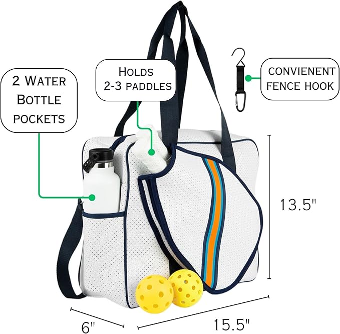 Brooklyn Pickleball Bag - Women's Pickleball Bag with fence hook, Quality Construction, Functional And cute Design