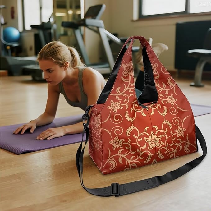 ZCFYGDX Yoga Gym Bag with Removable Adjustable Shoulder Strap, Shoe Compartment & Top Yoga Mat Holder 17.72x8.66x9.84in