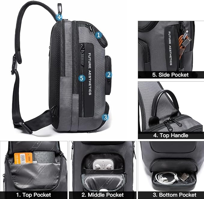 BANGE Sling Bag, Waterproof Shoulder Bag for Men, Casual Sports Sling Bag, Every Day Bag for Men…