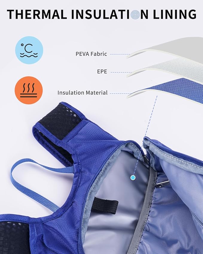 Blue Quartz Hydration Backpack with 2L Water Bladder, Hiking Water Backpack for Women Men, Lightweight Cycling Daypack with Phone Pocket & Helmet Net Bag, Hydration Pack for Biking, Running, Skiing