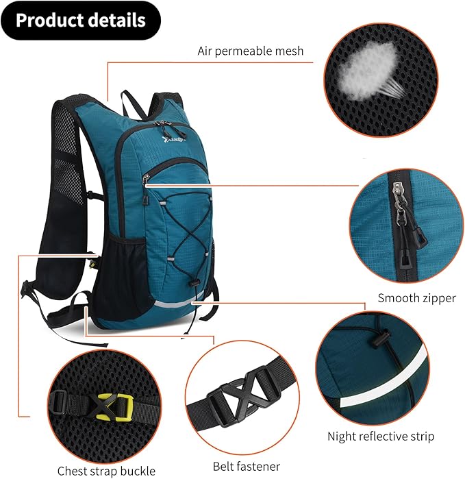BiYiYun 15L Small Hiking Backpack Lightweight Hydration Backpack for Men Women, Warterproof Hiking Daypack for Travel Cycling