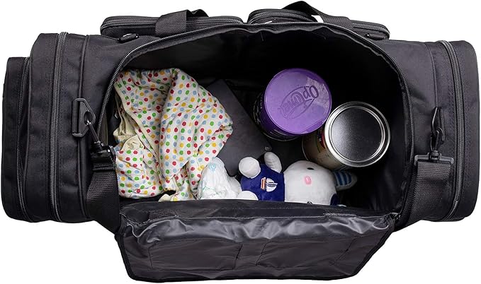 K-Cliffs Tactical Range Duffel Heavy Duty Large Gear Duffle Durable Quality Travel Sports Gym Equipment Bag Military Molle with Lockable Zippers with US Flag Patch 33 Inch Black