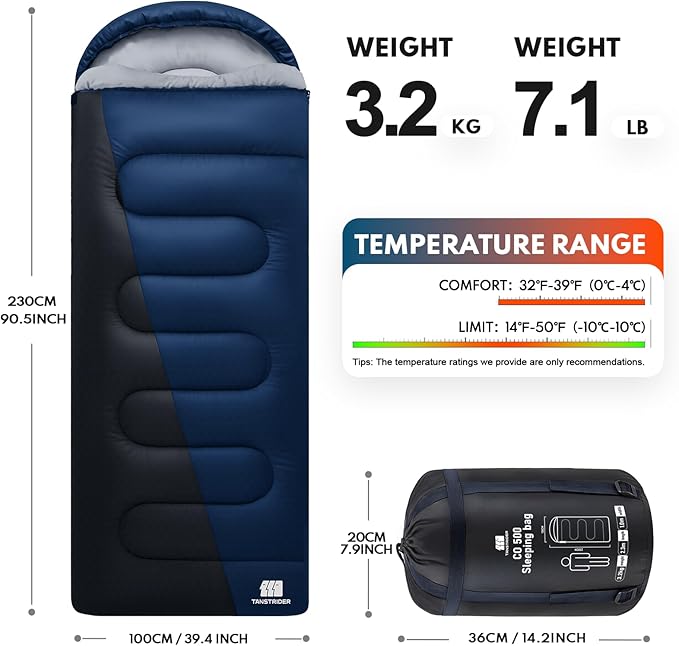 XXL Winter Sleeping Bags for Adults Cold Weather,Camping Sleeping Bag for Kids with Compression Sack,4 Season Camping Essentials Gear for Hiking,Traveling,Outdoor,Backpacking,Climbing