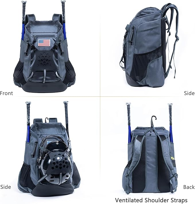 | Baseball Bag Softball Bat Bag, Double-layer Baseball Backpack Adult with Gear Klip To Hold Baseball Glove, Baseball Essential Gear, Youth Baseball Bag for Boys, Girls, Baseball Accessories
