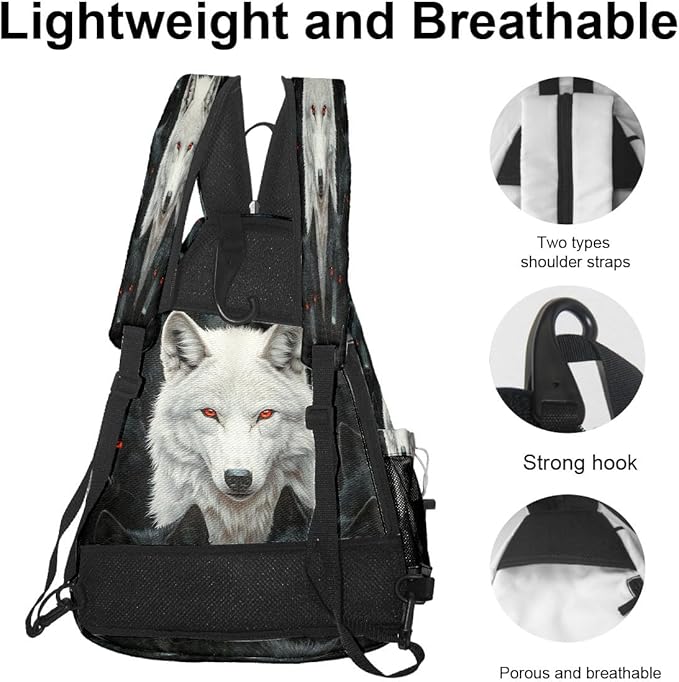 Pickleball Bag Black Wolf Pickle Ball Backpack for Women Men Premium Lightweight Crossbody Sling Bag Sports Backpack for Pickleball Paddle Tennis