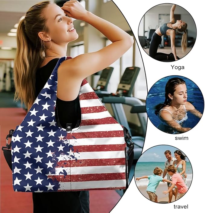 ZCFYGDX Yoga Gym Bag with Removable Adjustable Shoulder Strap, Shoe Compartment & Top Yoga Mat Holder 17.72x8.66x9.84in