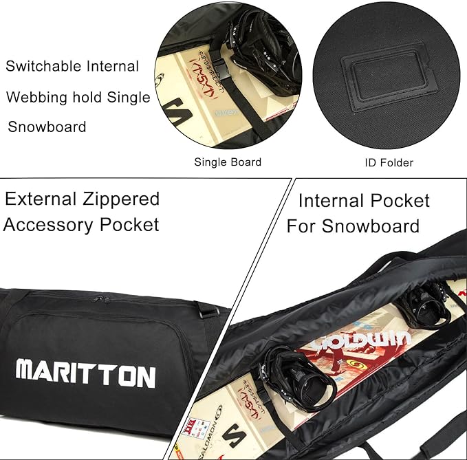 Padded Snowboard Bag- Perfect for Air Plane Travel for Snowboard, Goggles, Gloves, Ski Outdoor Camping,Available Length in 155cm 165cm.