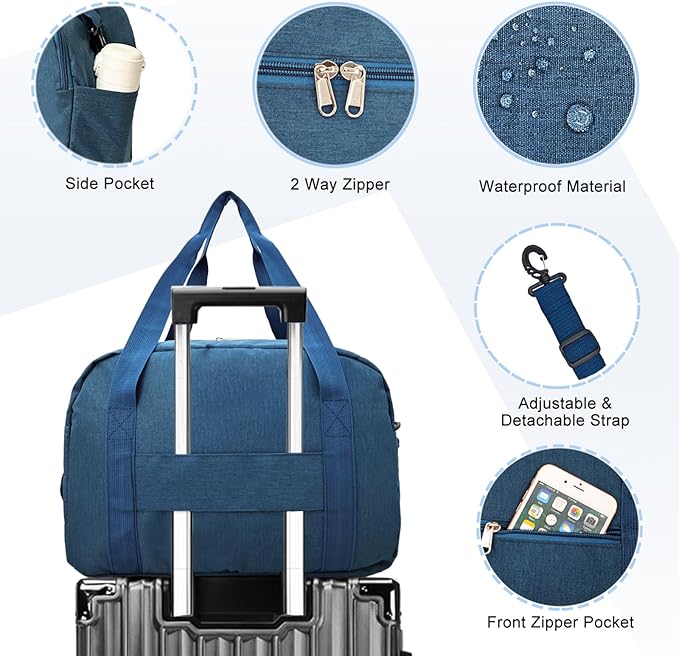 18" Small Carry on Bags for Airplanes with Laptop & Wet Compartment Underseat for Spirit Airlines Personal Item Travel Bag 18x14x8 in Duffle Gym Bag for Women Men