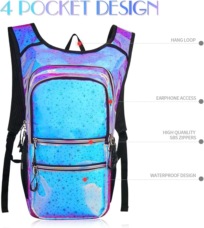 CITCAR Hydration Pack, Water Backpack with 3L Hydration Bladder Lightweight Insulation, Festival Essential, Rave Hydration Backpack, Hydropack Backpack for Rave, Hiking, Biking, Festival Gear