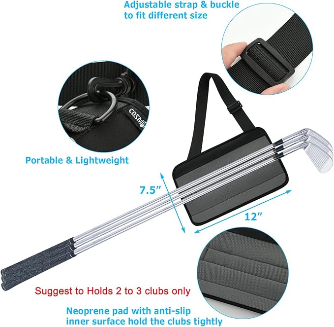Cosmos Mini Golf Club Bag Portable Golf Club Carrier Sling Strap & Holder Sleeve for Course Training Practice Driving Range Carrier Gift Accessories for Men Women Golfer