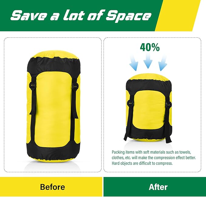 5 Pcs Compression Sacks for Backpacking 5L/10L/15L/20L/35L Camping Sleeping Bag Stuff Sack Water Resistant Sleeping Bag Storage Sack for Space Saving Hiking Gear