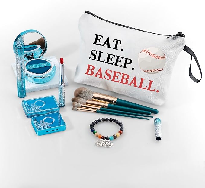 Baseball Themed Travel Makeup Bag, Multifunctional Cosmetic Case, Multicolour, Women's Gift for Mom, Sister, Friend, Travel/On-the-go, Daily Use, Toiletry