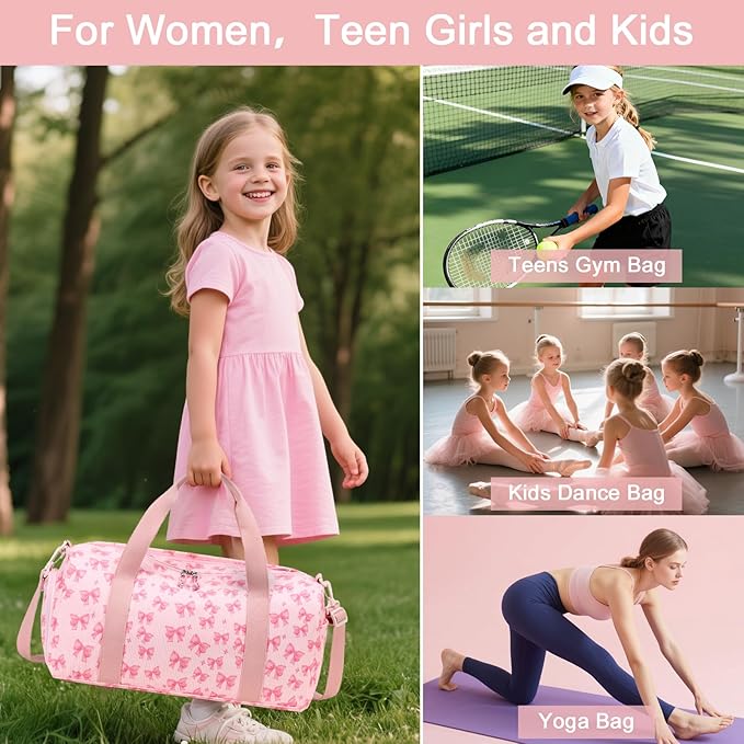 BTOOP Duffle Bag for Gym Sports Women Girls Workout Travel Bag Weekender with Shoe Compartment and Wet Pocket