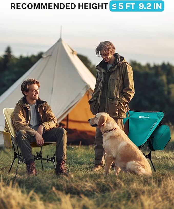 Gonex Portable Camping Chair, The 5th Gen Ultralight Compact Backpacking Foldable Lightweight Folding Chair for Outdoor Camp Hiking Beach Picnic Concert, Supports 330lbs (Lake Green, 2 PCS)